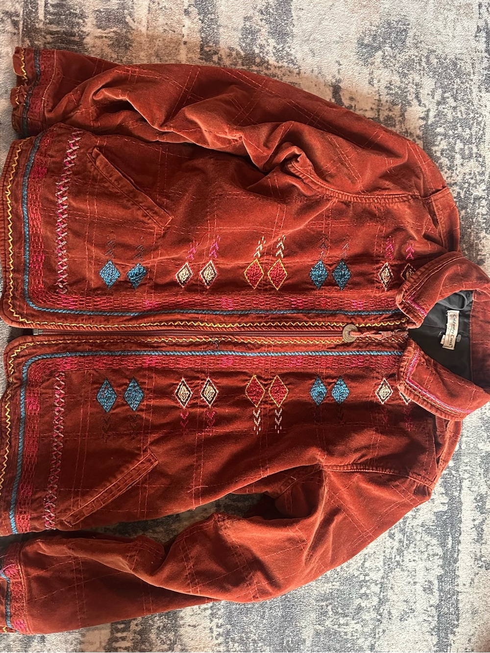 Coldwater Creek Rust Embroidered Utility Jacket
